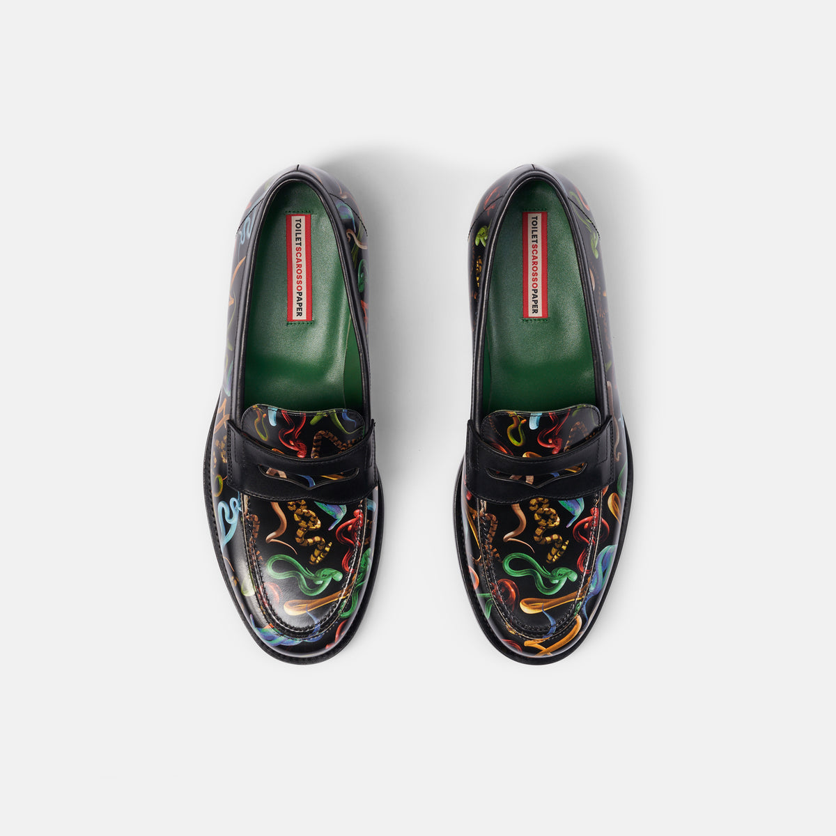 Etro Camouflage Sequin Loafers In Green And Black Size 45/12 USA Made Italy Adler Dark Green Patent Leather Penny Loafers main image 2